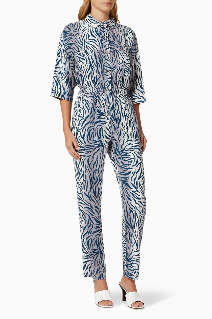

Hope Jumpsuit in Animal Print Cotton, Blue