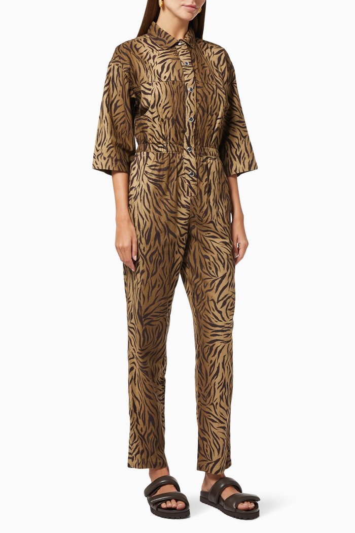 

Hope Jumpsuit in Animal Print Cotton, Multicolour