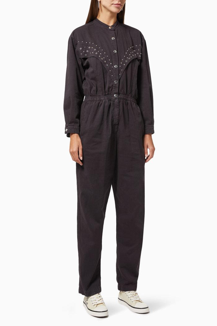 

Montana Jumpsuit in Studded Denim, Black
