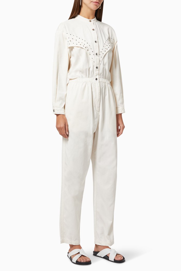 Montana Jumpsuit in Studded Denim, Neutral
