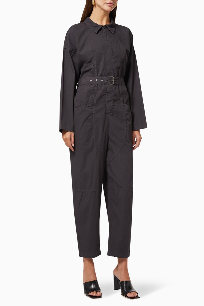 

Maple Belted Jumpsuit in Cotton, Black
