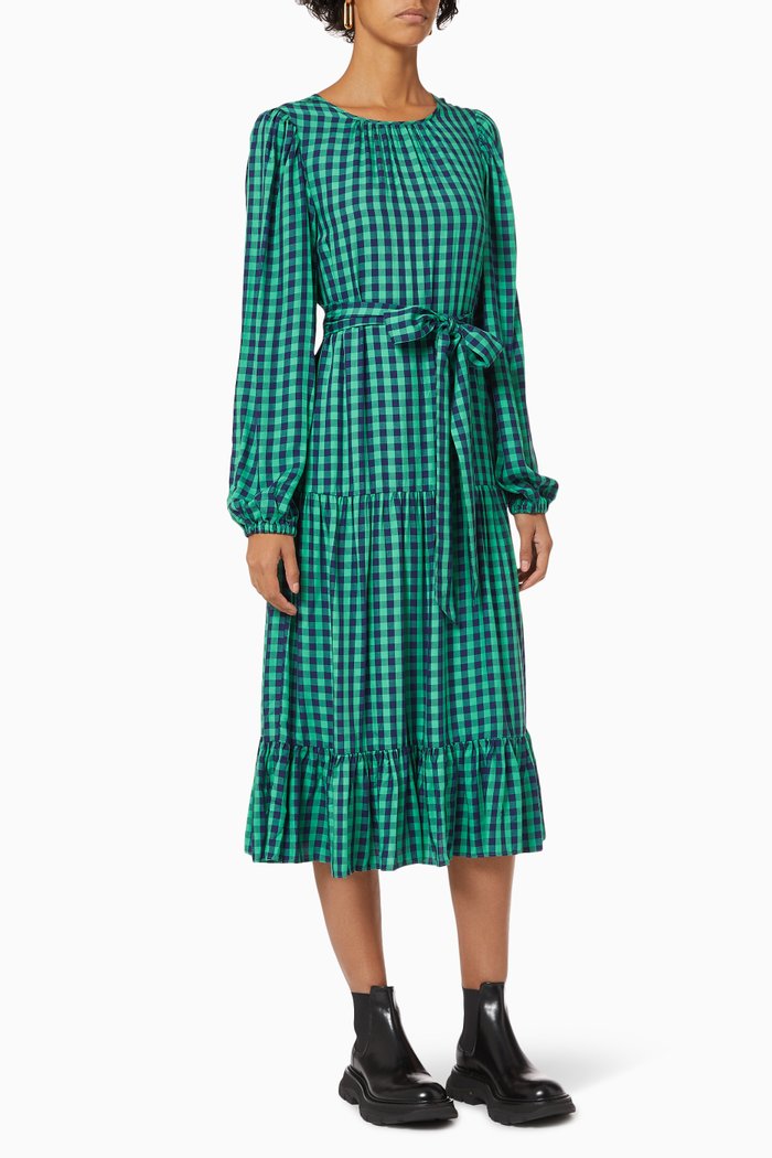 

Alana Dress in Check Cotton, Green