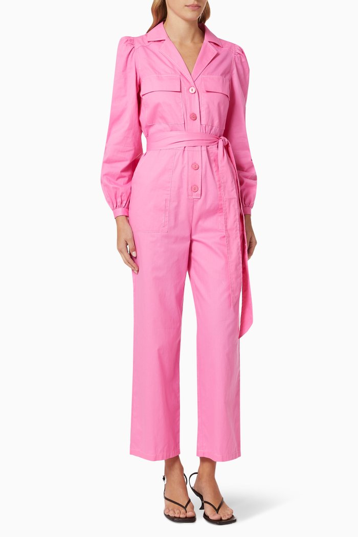 

Remi Collared Jumpsuit in Cotton, Pink