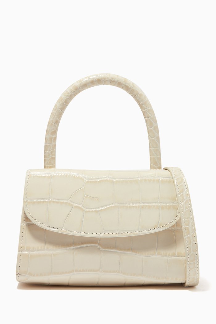

Mini Bag in Crocodile Embossed Leather, Neutral