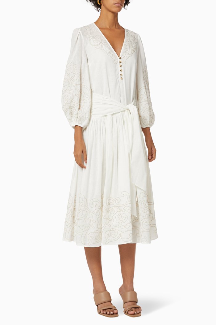

Arabesque Tie Front Dress, White