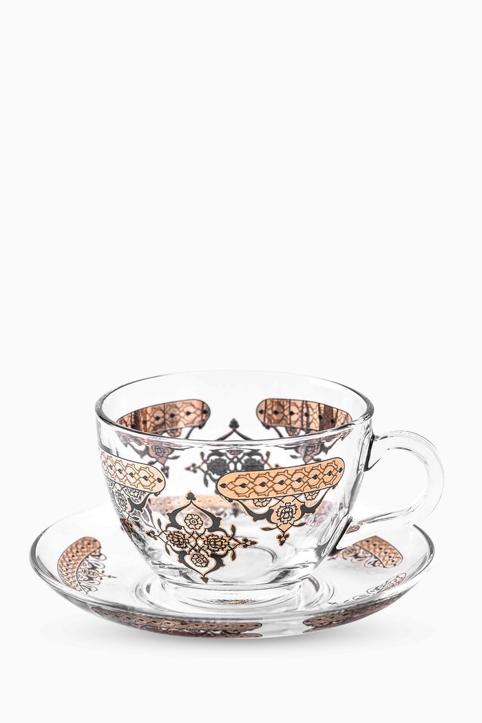 

Rayhan Tea Cup & Saucer, Set of 6, Gold