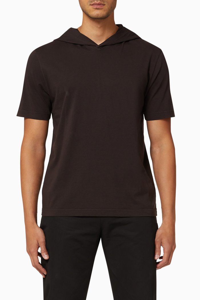 

Hooded T-shirt in Light Interlock Jersey, Brown