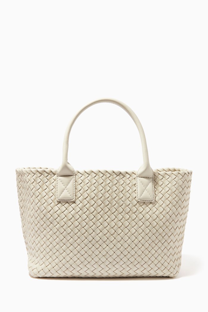 

Small Cabat Tote Bag in Intrecciato Nappa, White