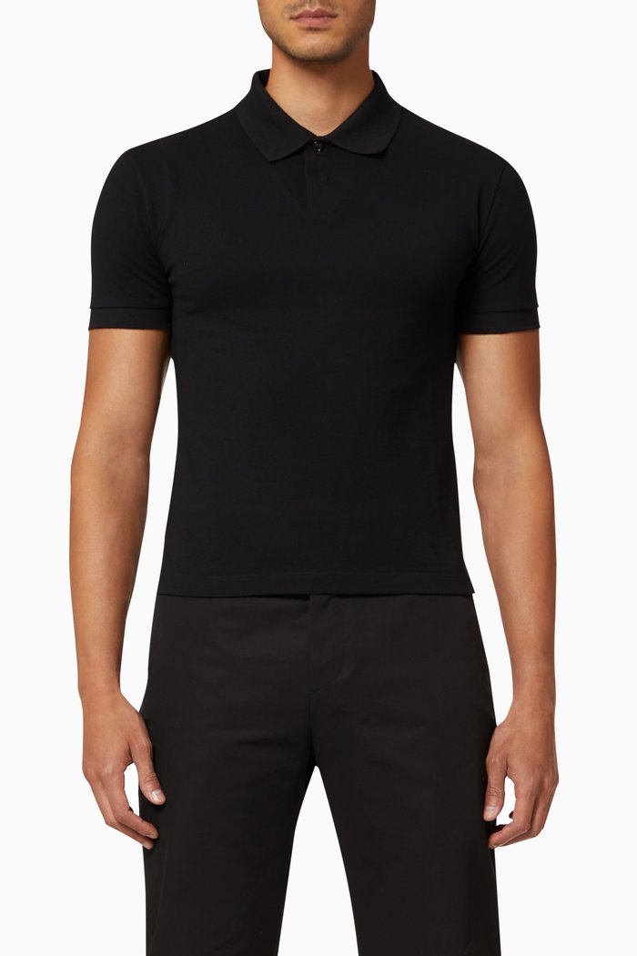 

Polo T-shirt in Cotton Piqué Jersey, Black