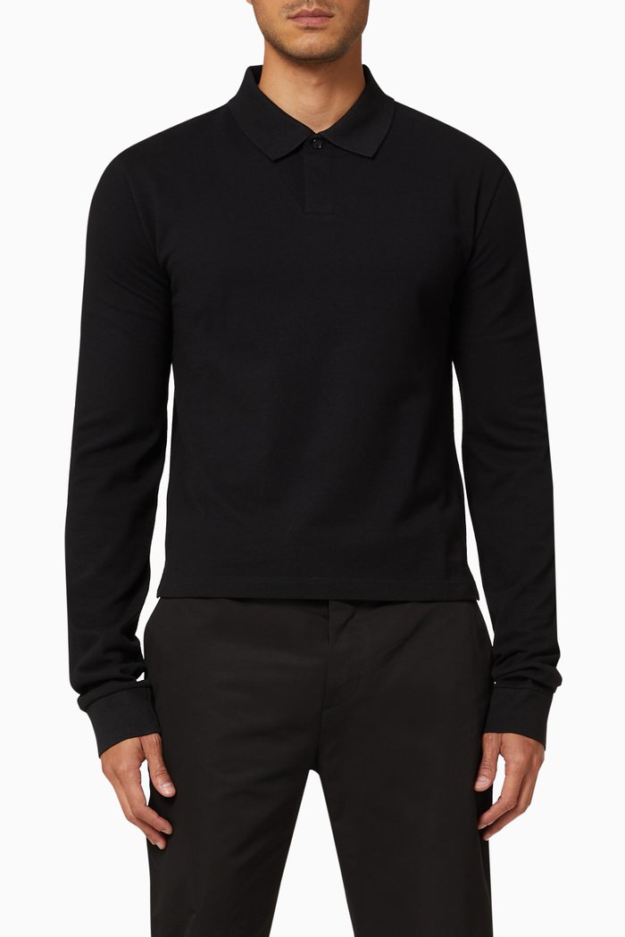 

Polo T-shirt in Cotton Piqué Jersey, Black