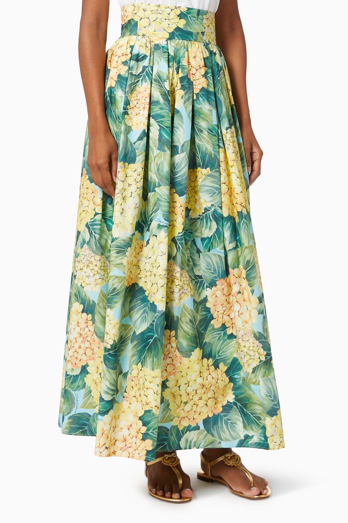 

Skirt in Floral-print Cotton Poplin, Multicolour