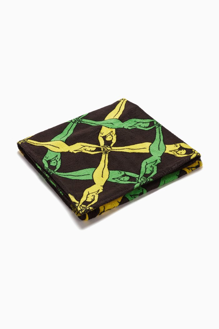 

Beach Towel in Fantasia Print Cotton Terry, Green