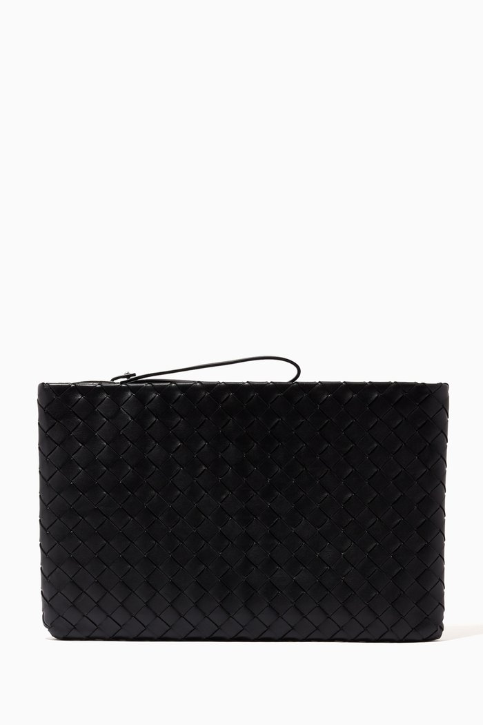 

Large Pouch in Intrecciato Nappa, Black