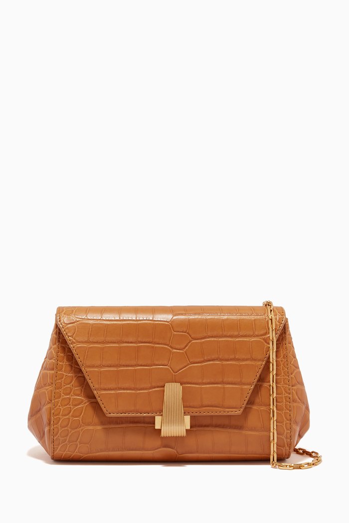 The Mini Angle Bag in Crocodile, Brown