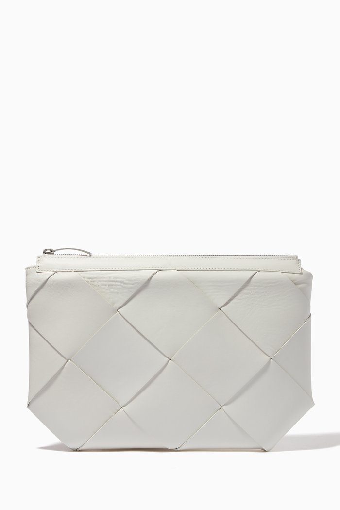 Pouch in Intreccio Nappa, White