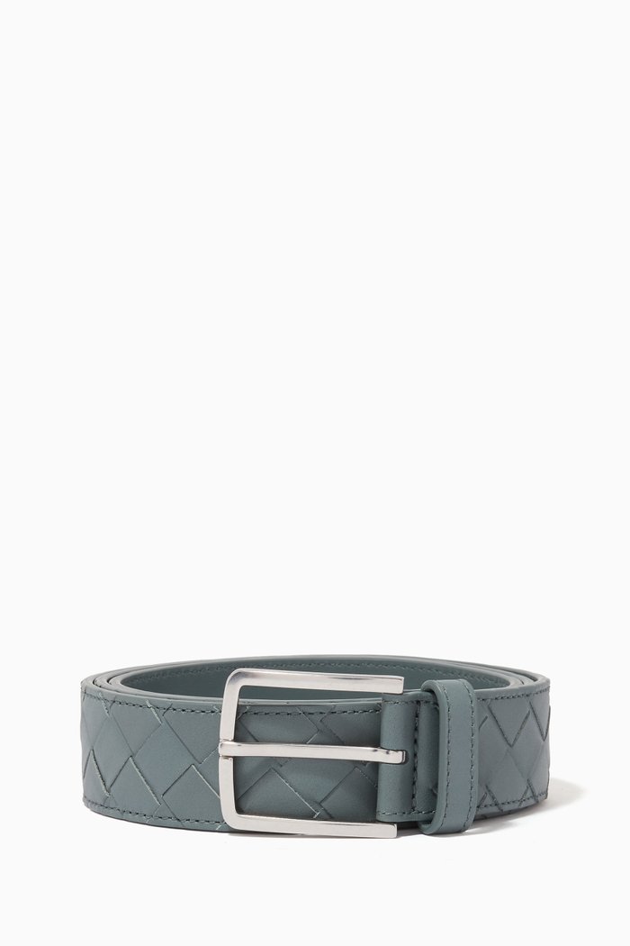 

Intrecciato Belt in Calfskin Leather, Neutral