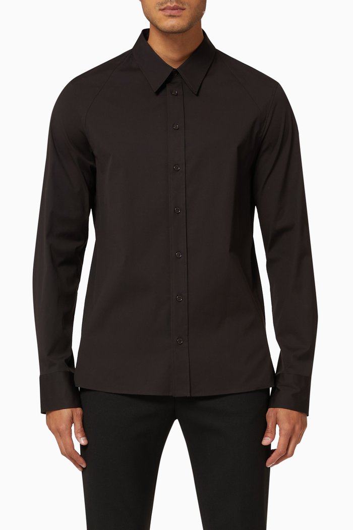 

Shirt in Stretch Cotton Poplin, Brown