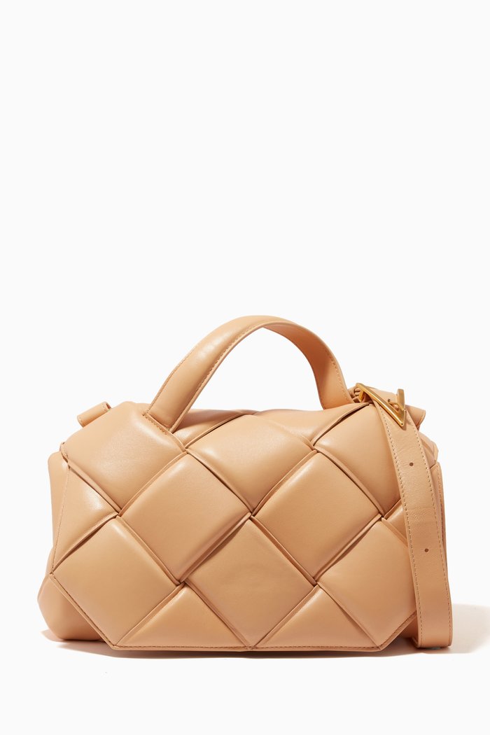 Top Handle Bag in Intrecciato Nappa, Neutral
