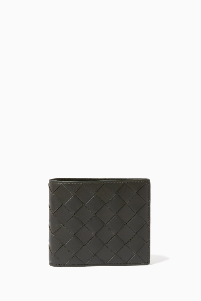 

Bi-fold Wallet in Intrecciato Calfskin, Green