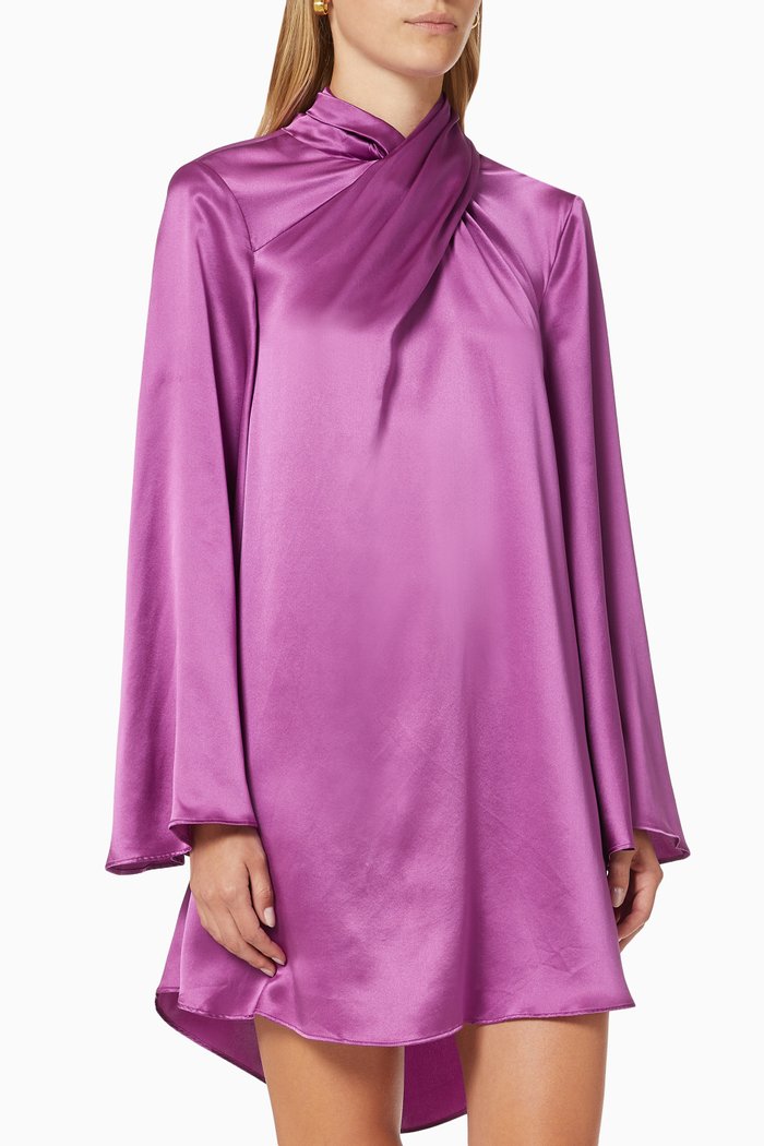 Lyra Satin Dress, Purple