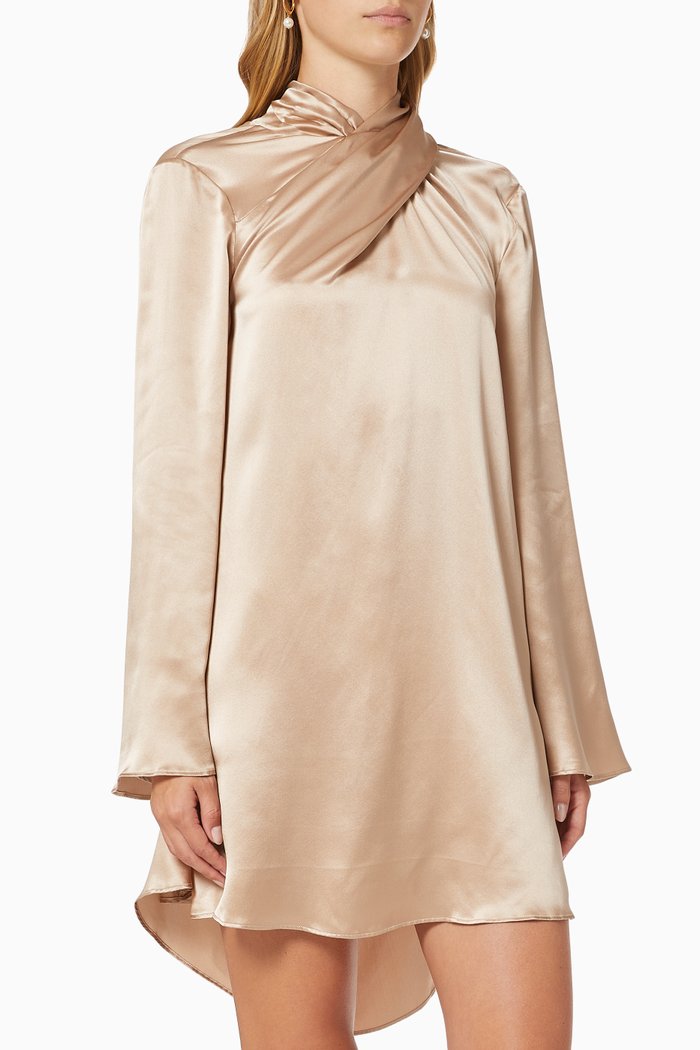 

Lyra Satin Dress, Neutral
