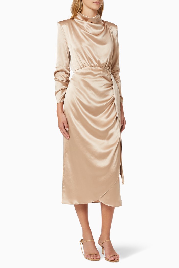 Vega Satin Dress, Neutral