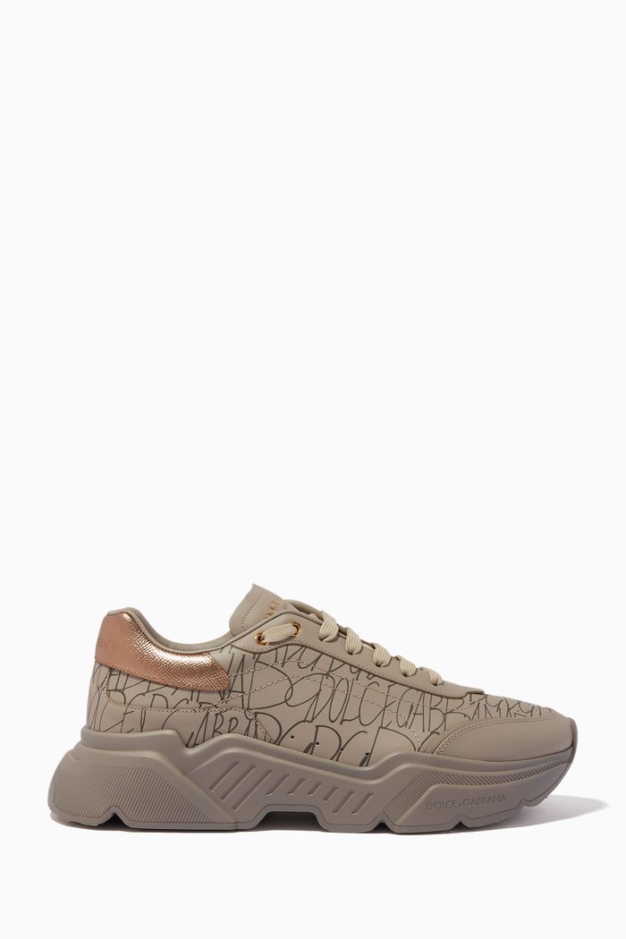 

Daymaster Sneakers in Logo Print Nappa, Neutral