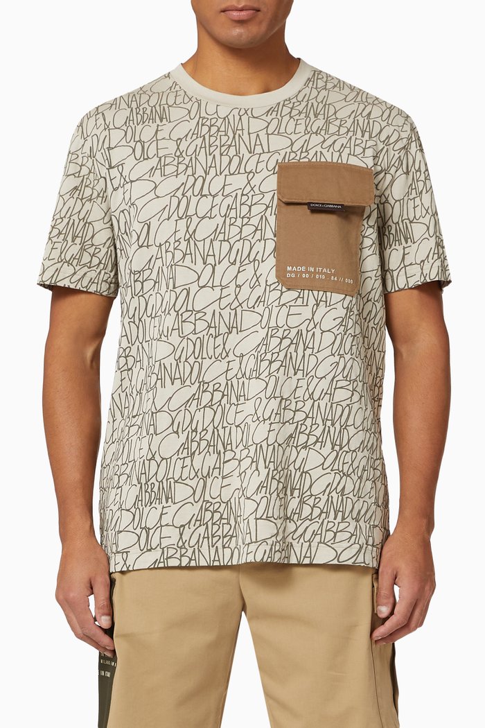 

T-shirt with Cargo Pocket in DG print Cotton Jersey, Neutral