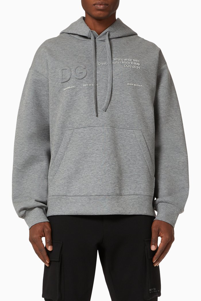 

Hoodie with 3D DG Logo in Jersey, Grey