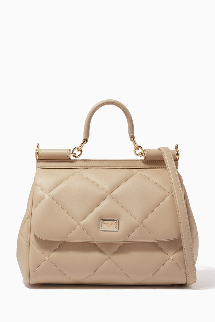 

Medium Miss Sicily Bag in Aria Matelassé Calfskin, Neutral