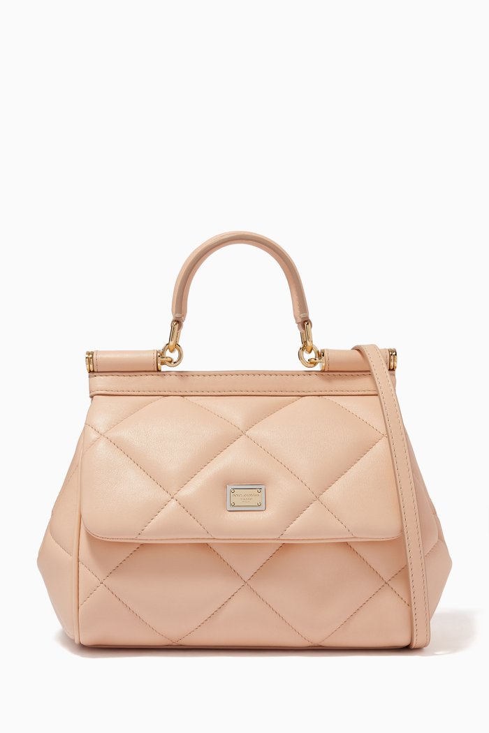 

Small Sicily Bag in Aria Matelassé Leather, Neutral