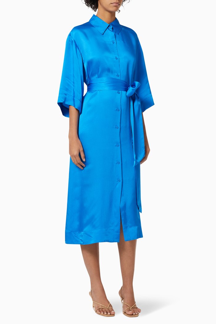 

Satin Shirt Dress, Blue