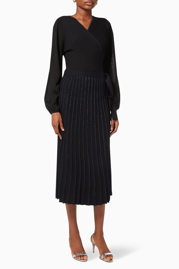 

Shelley Wool-blend Wrap Dress, Black
