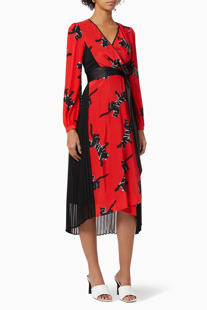 

Ariadne Silk Crepe De Chine Wrap Dress, Red