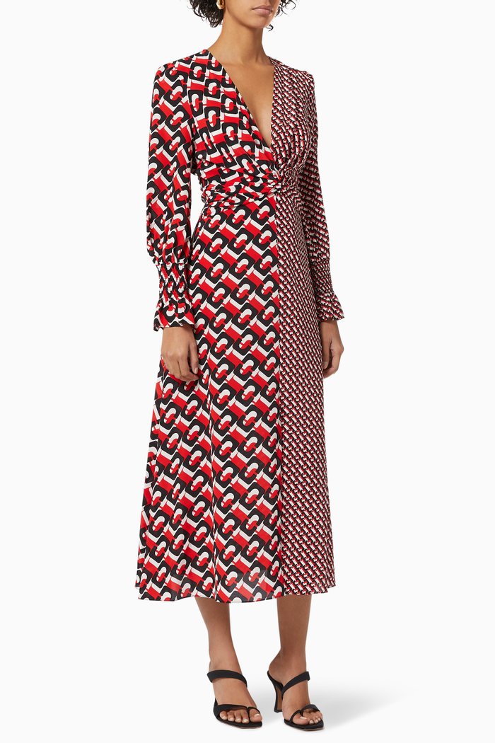 

Michelle Silk Crepe De Chine Midi Dress, Multicolour