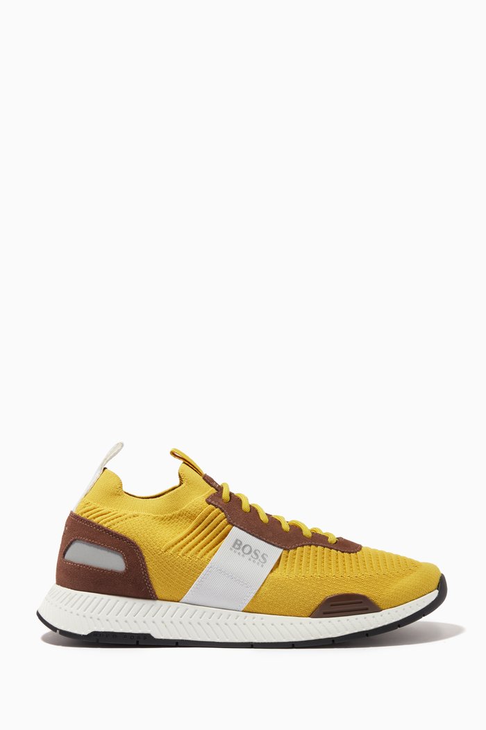 

Titanium Running Sneakers in Textured Knit, Yellow