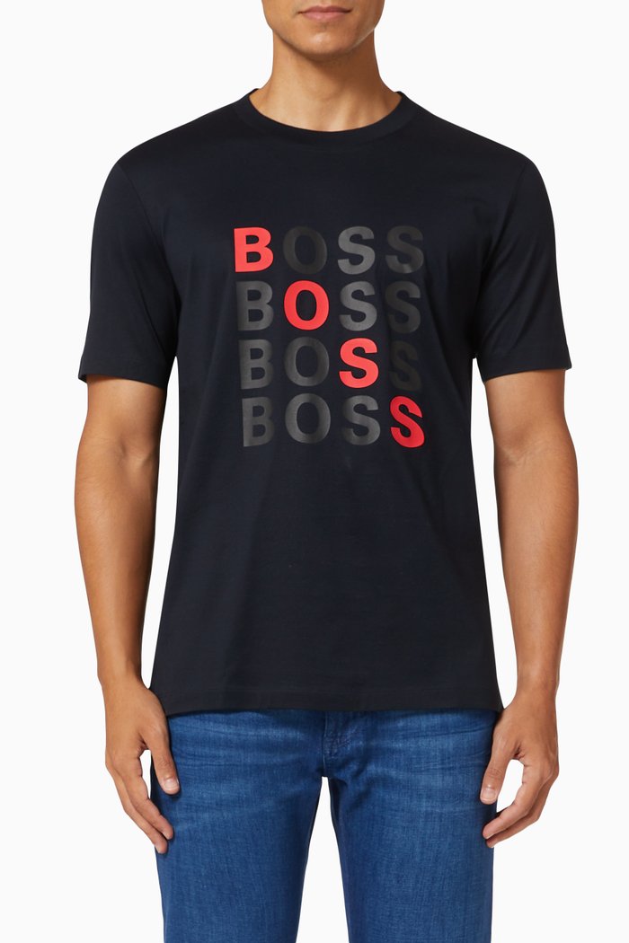 Tilburt Logo T-shirt in Cotton, Blue
