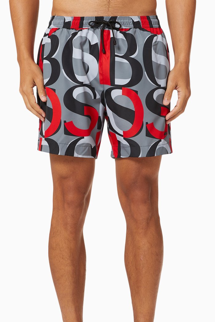 

Fanfin Logo Swim Shorts, Red