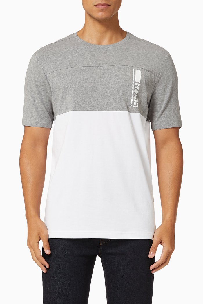 

Colour Block T-shirt in Jersey, Grey