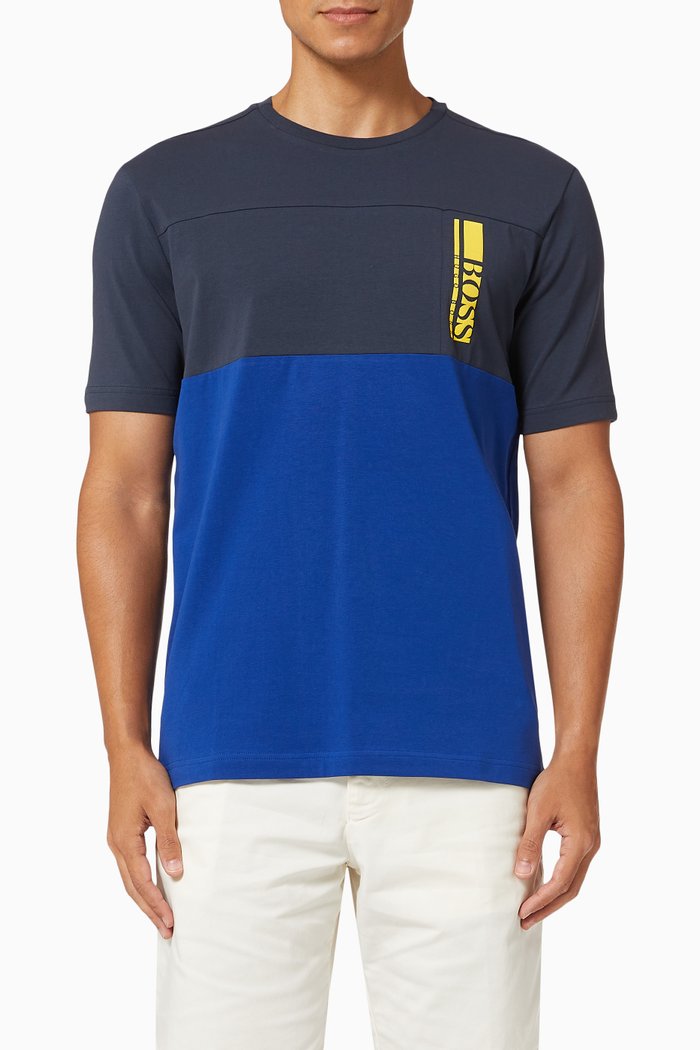 

Colour Block T-shirt in Jersey, Blue
