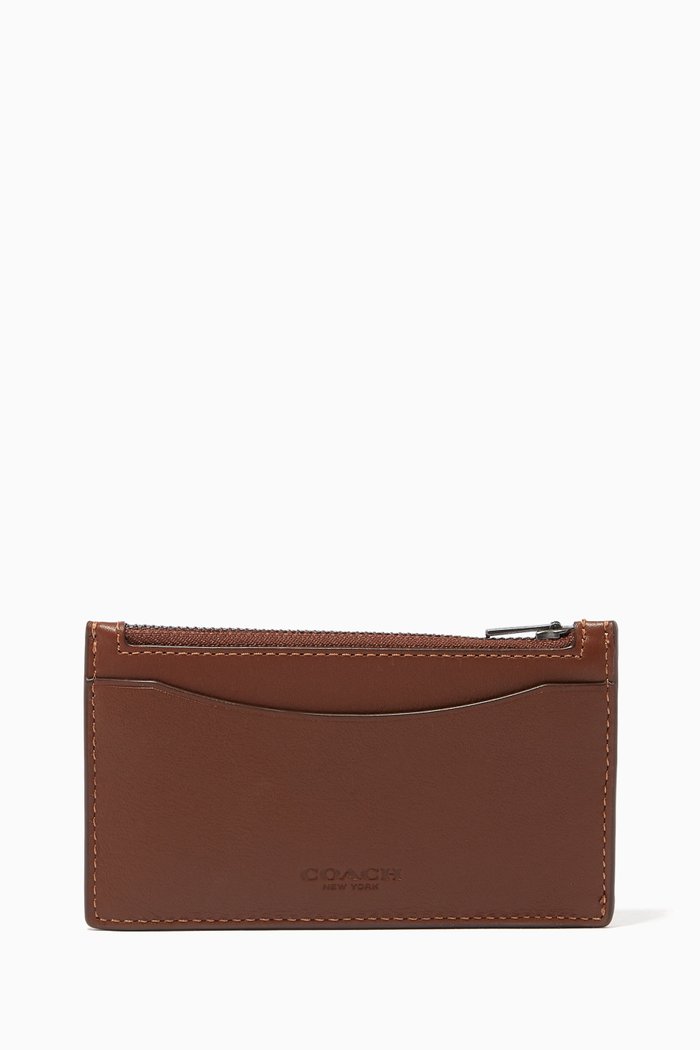 

Zip Card Case in Leather, Brown