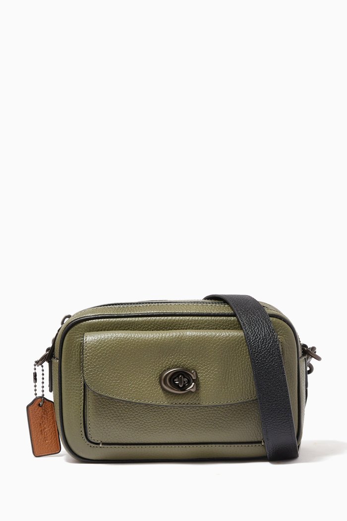 

Willow Camera Bag in Colour-block Leather, Green