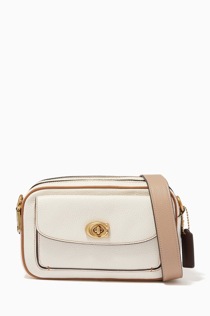 

Willow Camera Bag in Colorblock Leather, White