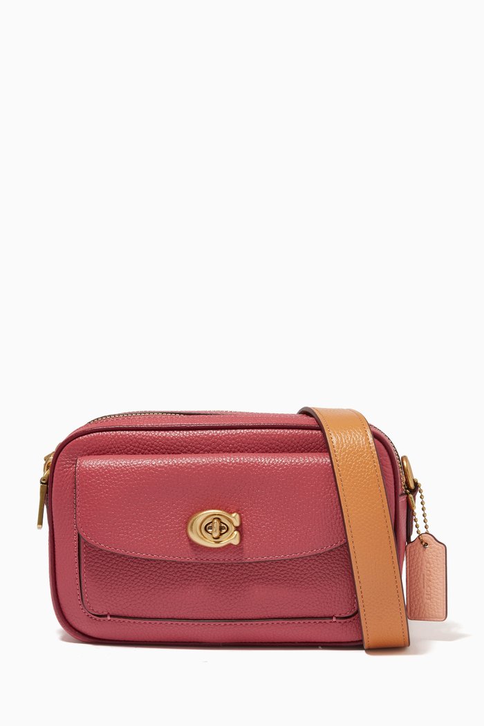 

Willow Camera Bag in Colorblock Leather, Red