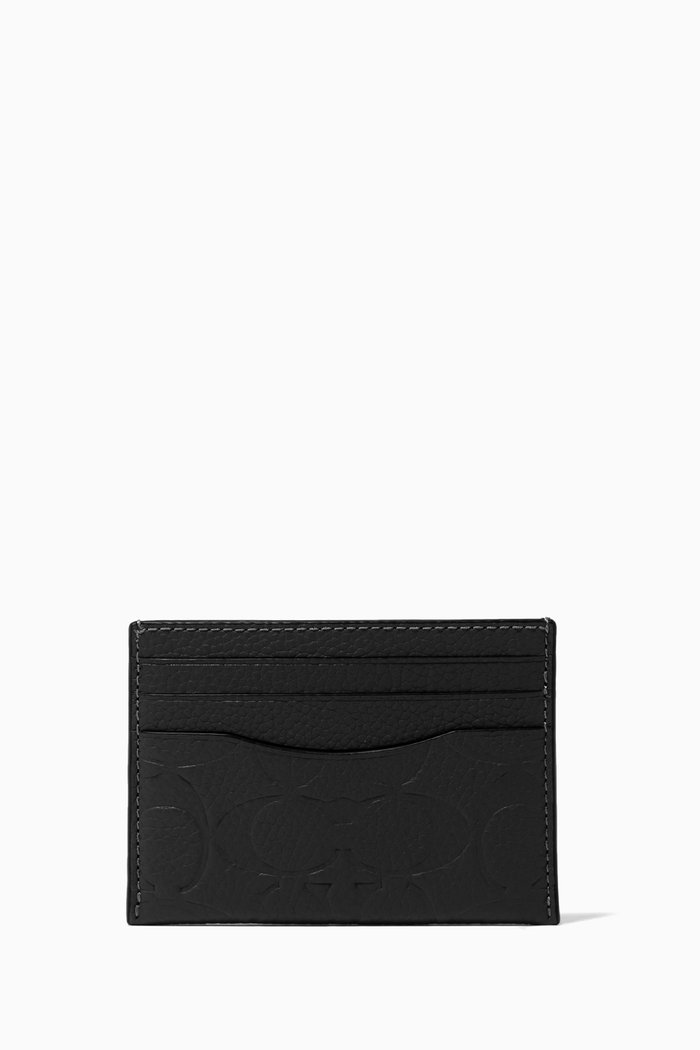 Signature Card Case in Calf Leather, Black