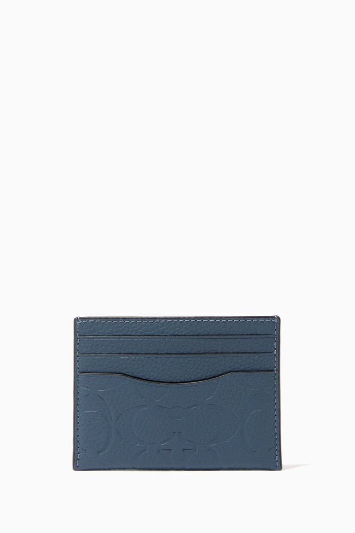 

Signature Card Case in Calf Leather, Blue