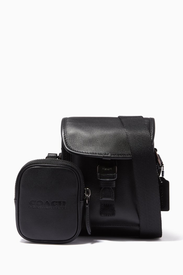 

Charter Crossbody Bag with Hybrid Pouch in Calf Leather, Black