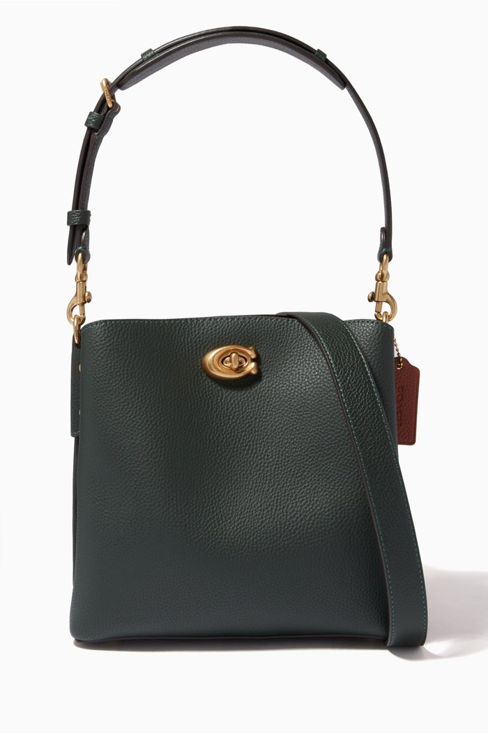 

Willow Bucket Bag in Colour-block Leather, Green
