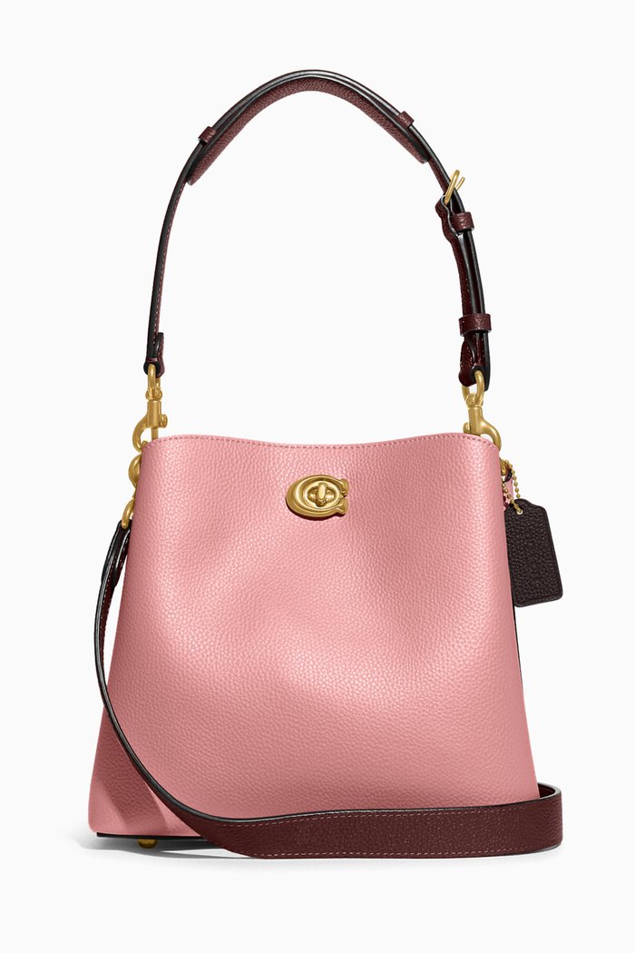 

Willow Bucket Bag in Colour-block Leather, Pink
