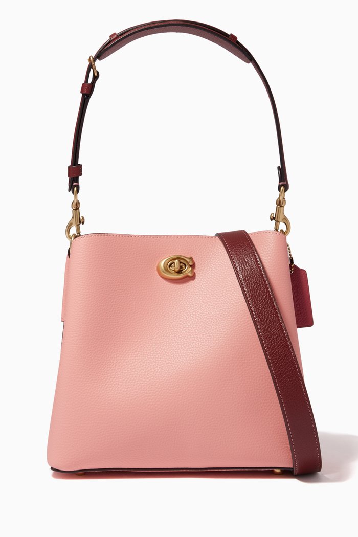 

Willow Bucket Bag in Colour-block Leather, Pink